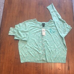 Disney Green Boxy 3/4 Sleeve Cardigan